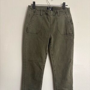 SOLD PAIGE Olive w/side zipper crop pant